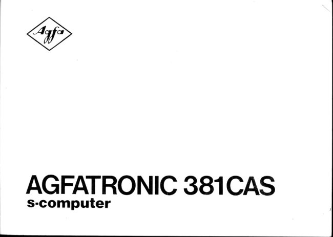 Agfatronic 381CAS manual cover