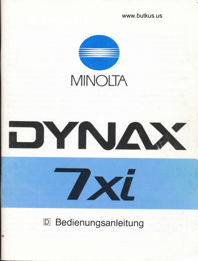 Minolta Dynax 7xi manual cover