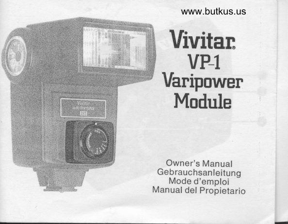 Vivitar VP-1 Varipower Module manual cover
