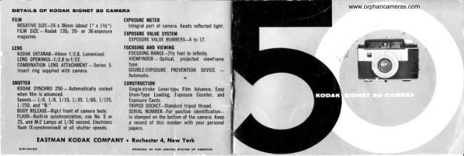 Kodak Signet 50 manual cover