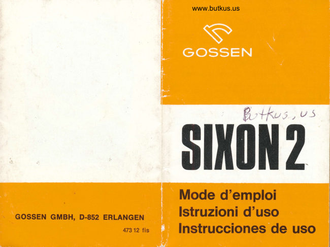 Gossen Sixon II manual cover