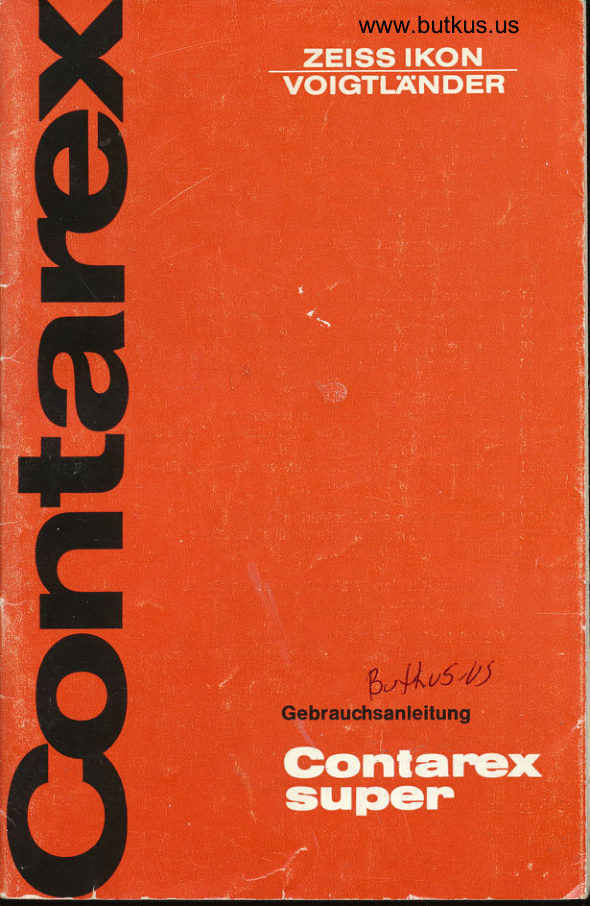 Zeiss Ikon CONTAREX SUPER GEBRAUCHSANLEITUNG manual cover