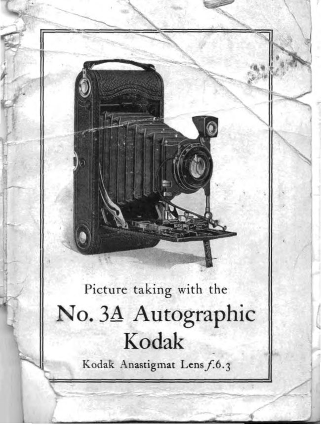 Kodak AUTOGRAPHIC 3A - F6.3 direct scan to manual cover