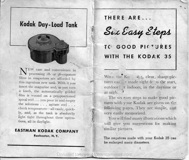 Kodak 35 F3.5 manual cover