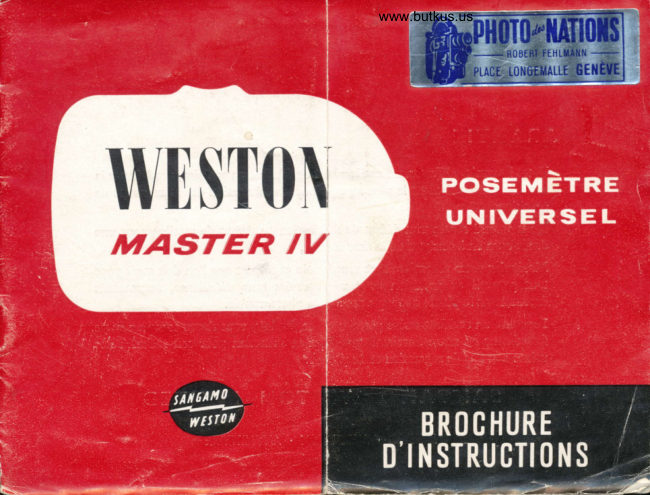 WESTON MASTER IV manual cover