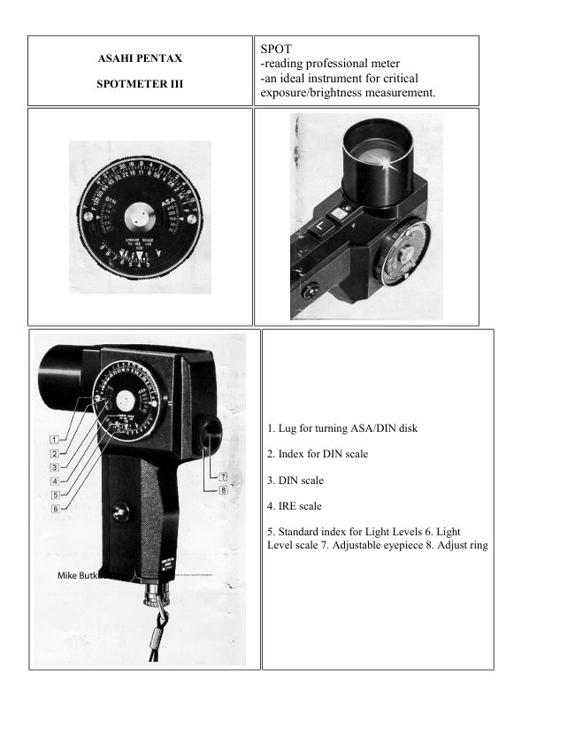 Pentax Spotmeter III manual cover