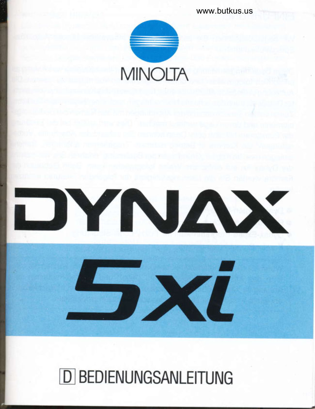 Minolta Dynax 5xi - 01 manual cover