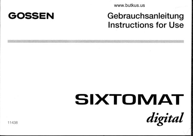 Gossen Sixtomat Digital manual cover