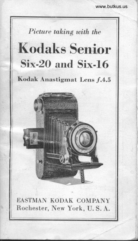 Kodak Senior Six-20 Six-16 manual cover