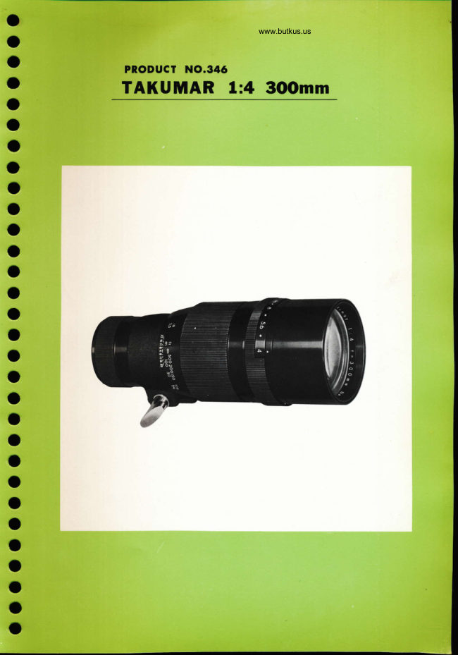 Pentax Takumar 300mm F4 manual cover