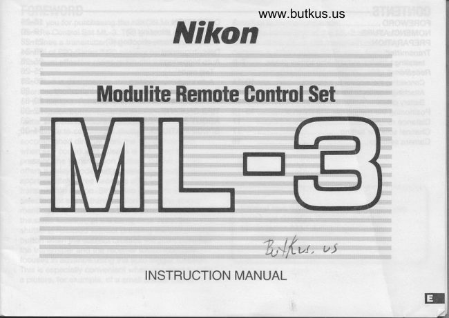 Nikon ML-3 manual cover