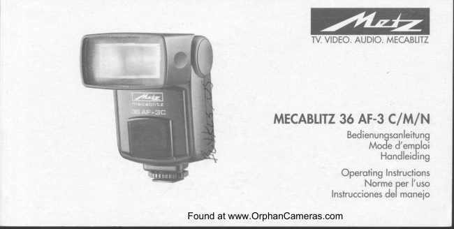 Metz Mecablitz 36AF-3 C/M/N manual cover