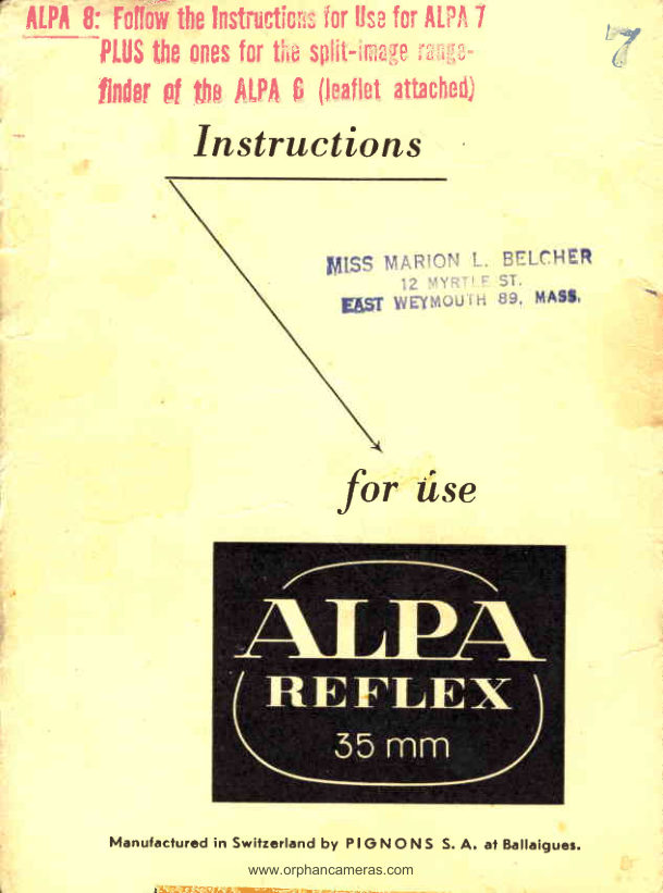 Alpa Reflex 7 manual cover
