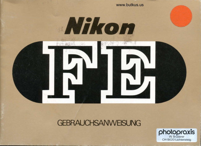 Nikon FE manual cover