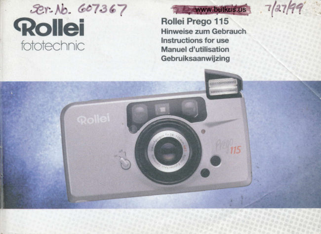 Rollei Prego 115 - Pt. 1 manual cover