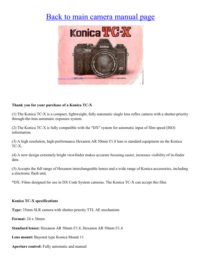 Konica TC-X manual cover