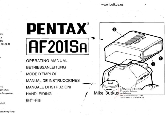 Pentax AF201Sa manual cover