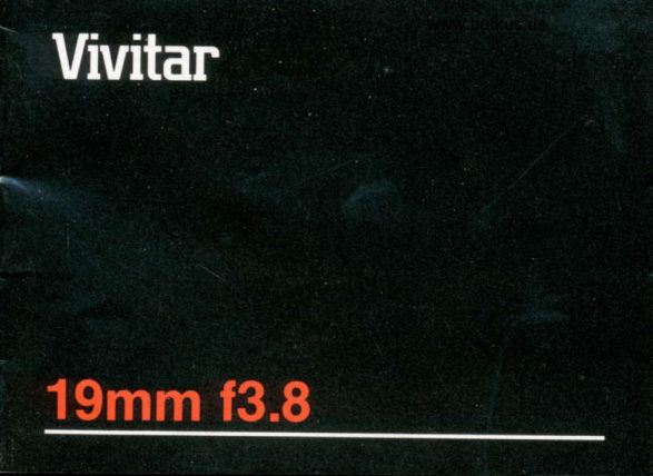 Vivitar 19MM F3 8 Lens manual cover