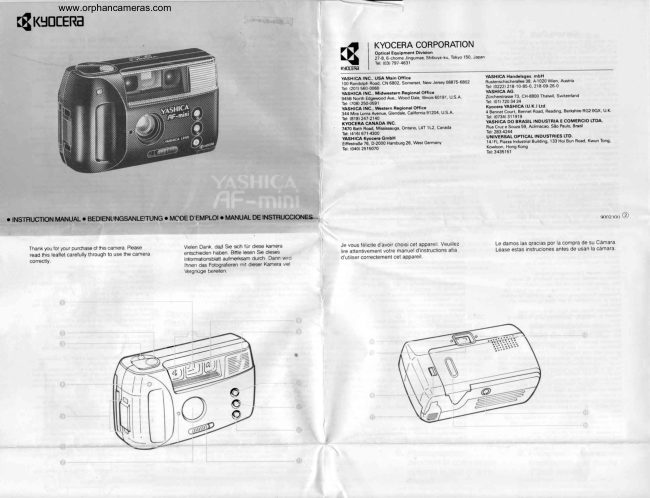 Yashica AF Mini manual cover