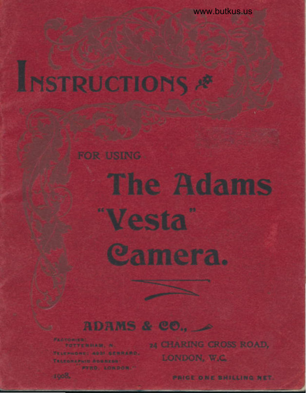Adams Vesta Camera manual cover