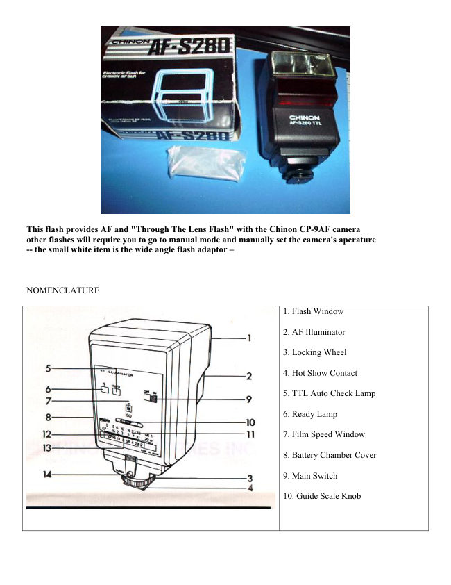 Chinon AF-S280 Flash manual cover
