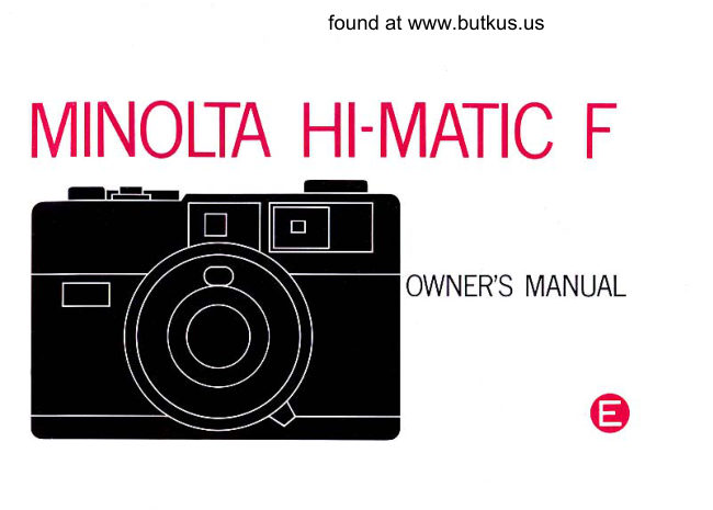 Minolta Hi-Matic F / Minolta Hi-Matic FP manual cover