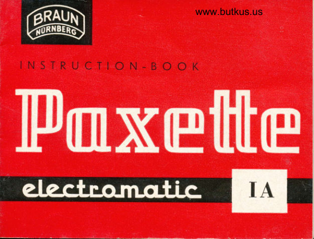 Braun Paxette Electromatic IA manual cover