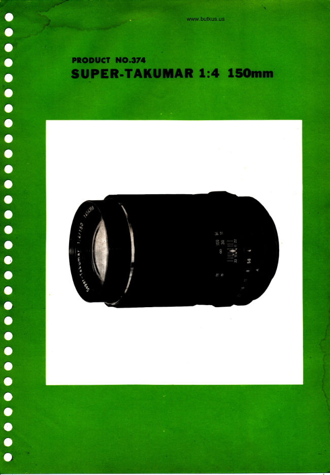 Pentax Super Takumar 150mm F4 manual cover
