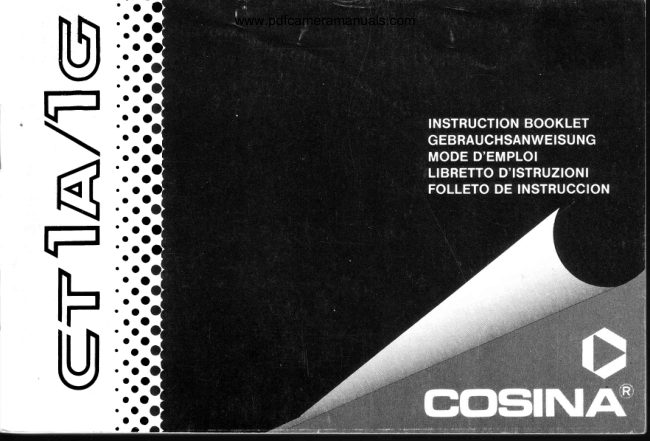 Cosina CT1A / 1G manual cover