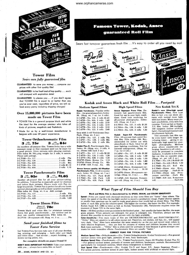 Sears catalog cameras 1956 — part 3 manual cover