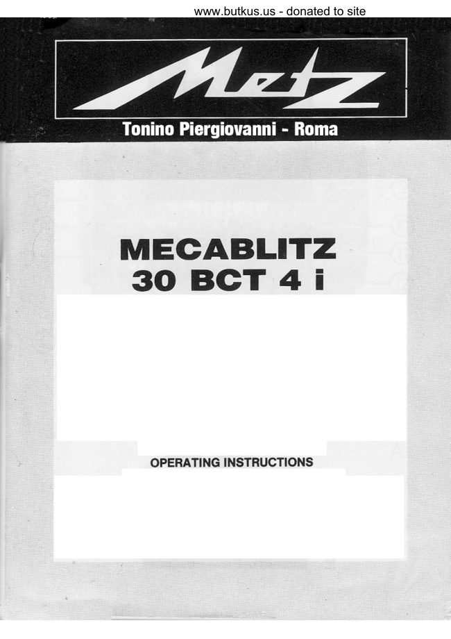 Metz Mecablitz 30 BCT4i manual cover