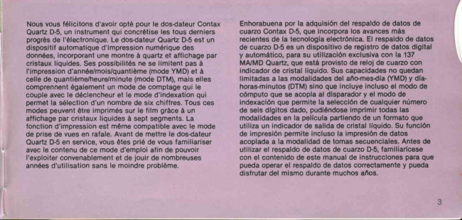 Contax Data Back D 5 manual cover