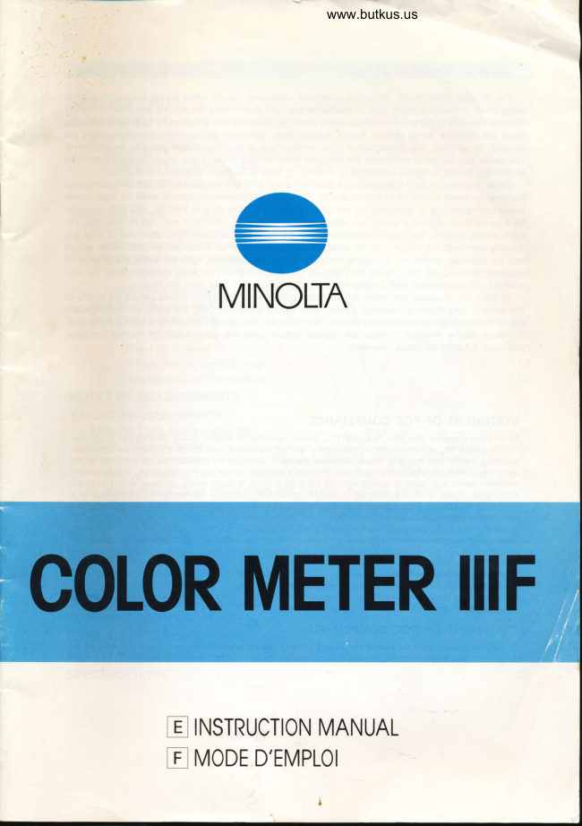 Minolta Color Meter IIIF manual cover