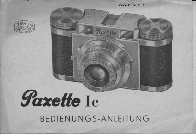 Braun Paxette Ic manual cover