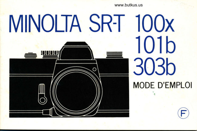Minolta SR-T 100x - 101b - 303b manual cover