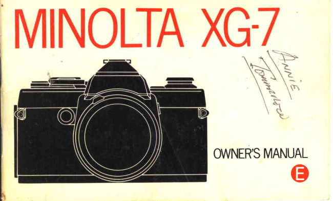 Minolta XG-7 manual cover