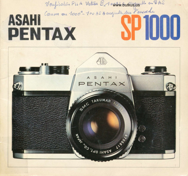 Pentax SP1000 manual cover