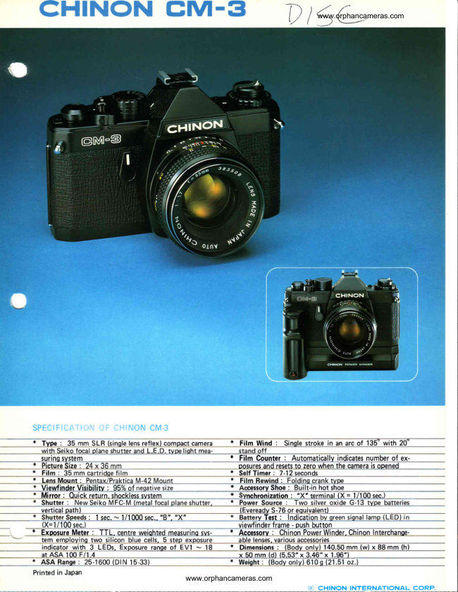 Chinon CM-3 manual cover