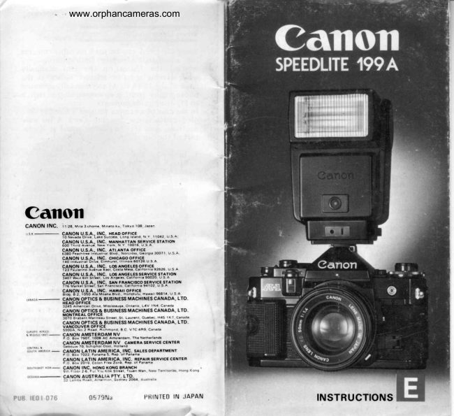 Canon Speedlite 199A manual cover