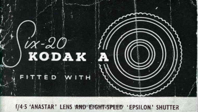 Kodak LATER MODEL W/ Anastar Lens manual cover