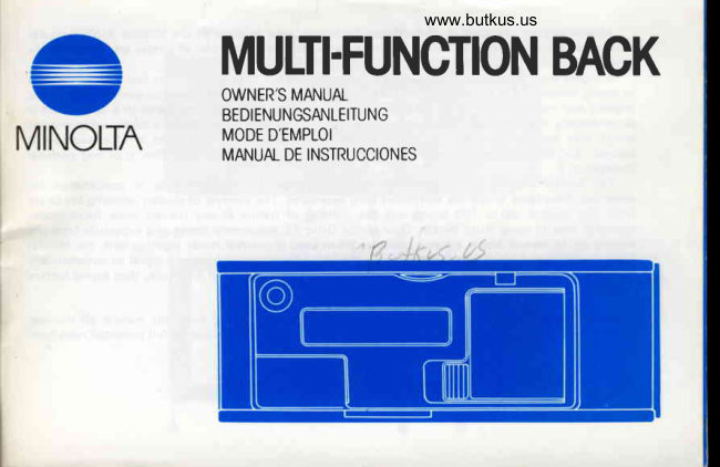 Minolta multi-function back manual cover