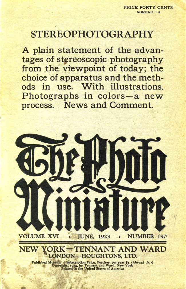 Photo Miniature - Stereophotography magazine — part 1 manual cover