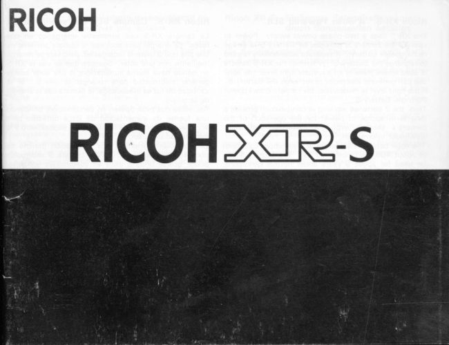 Ricoh Xr S manual cover