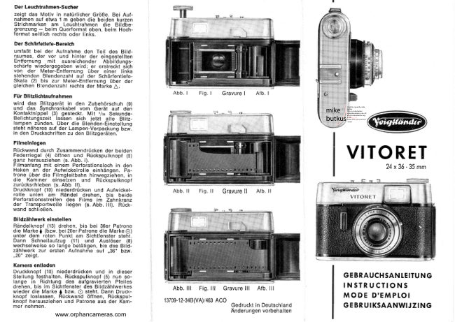 Voigtlander Vitoret manual cover
