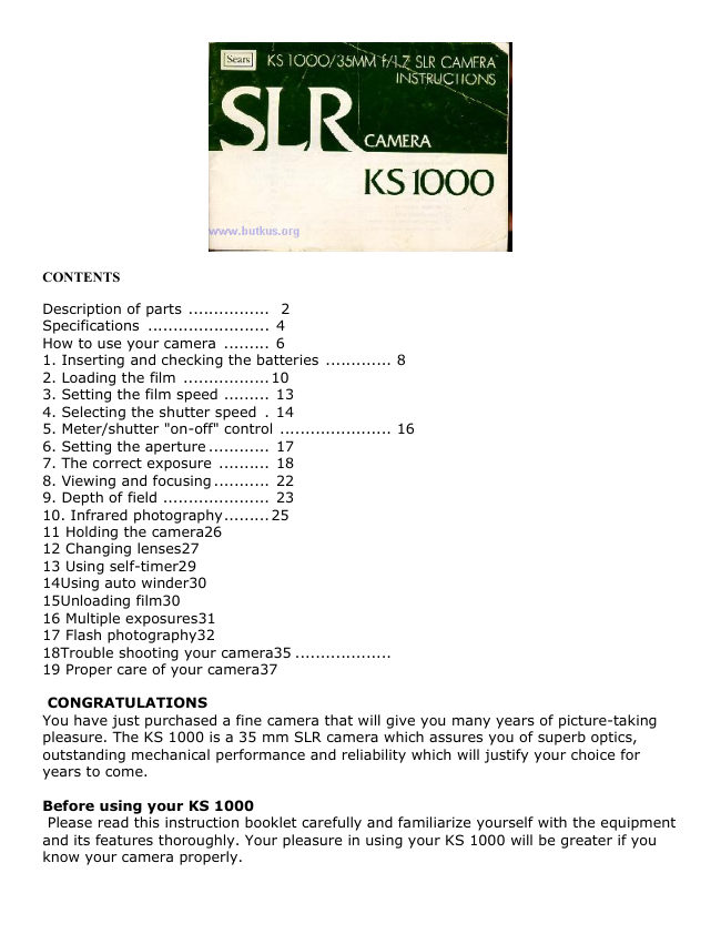 Sears KS 1000 manual cover