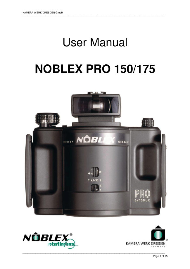 Noblex pro 150HS manual cover