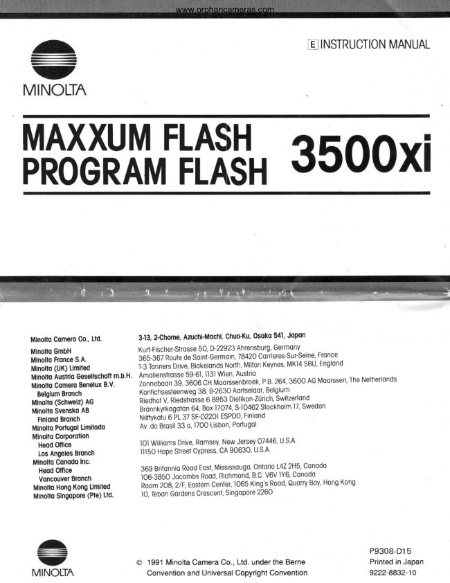 Minolta 3500xi manual cover