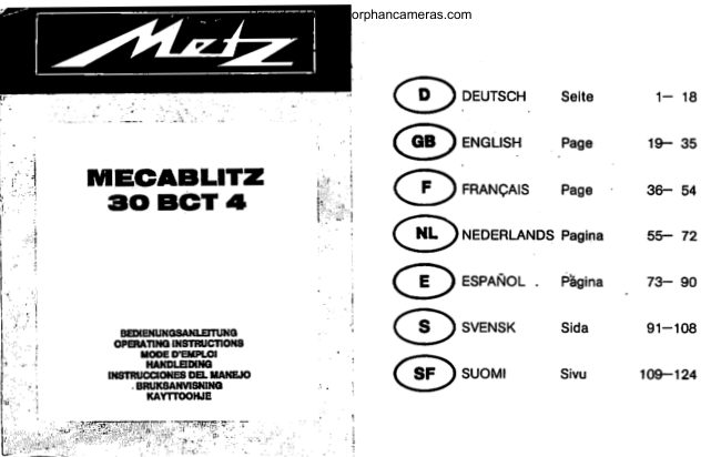 Metz Mecablitz 30 BCT 4 manual cover