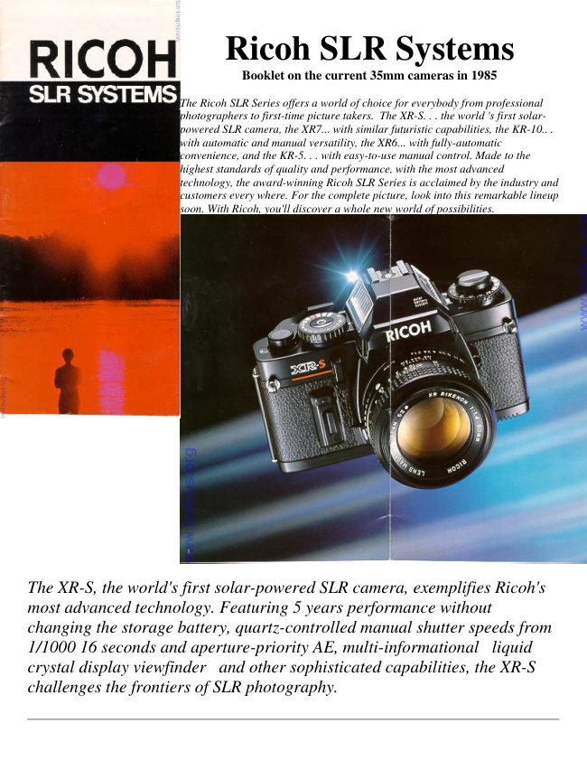 Ricoh SLR camera systems manual cover