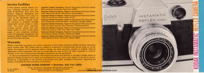 Kodak Instamatic Reflex manual cover